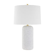 Margaret Table Lamp Blue Grey Terrazo with Aged Brass Accents - Bees Lighting