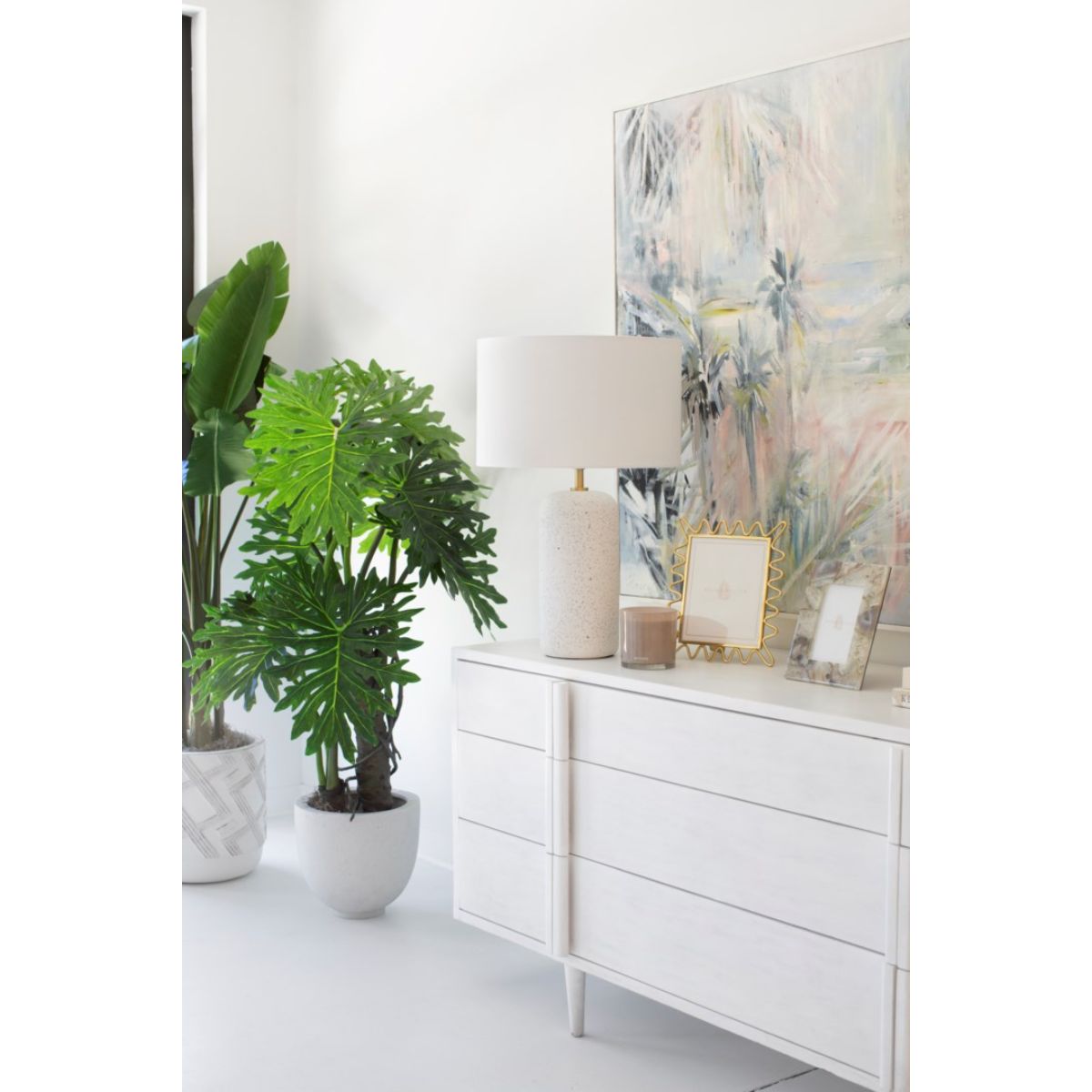 Margaret Table Lamp Blue Grey Terrazo with Aged Brass Accents - Bees Lighting