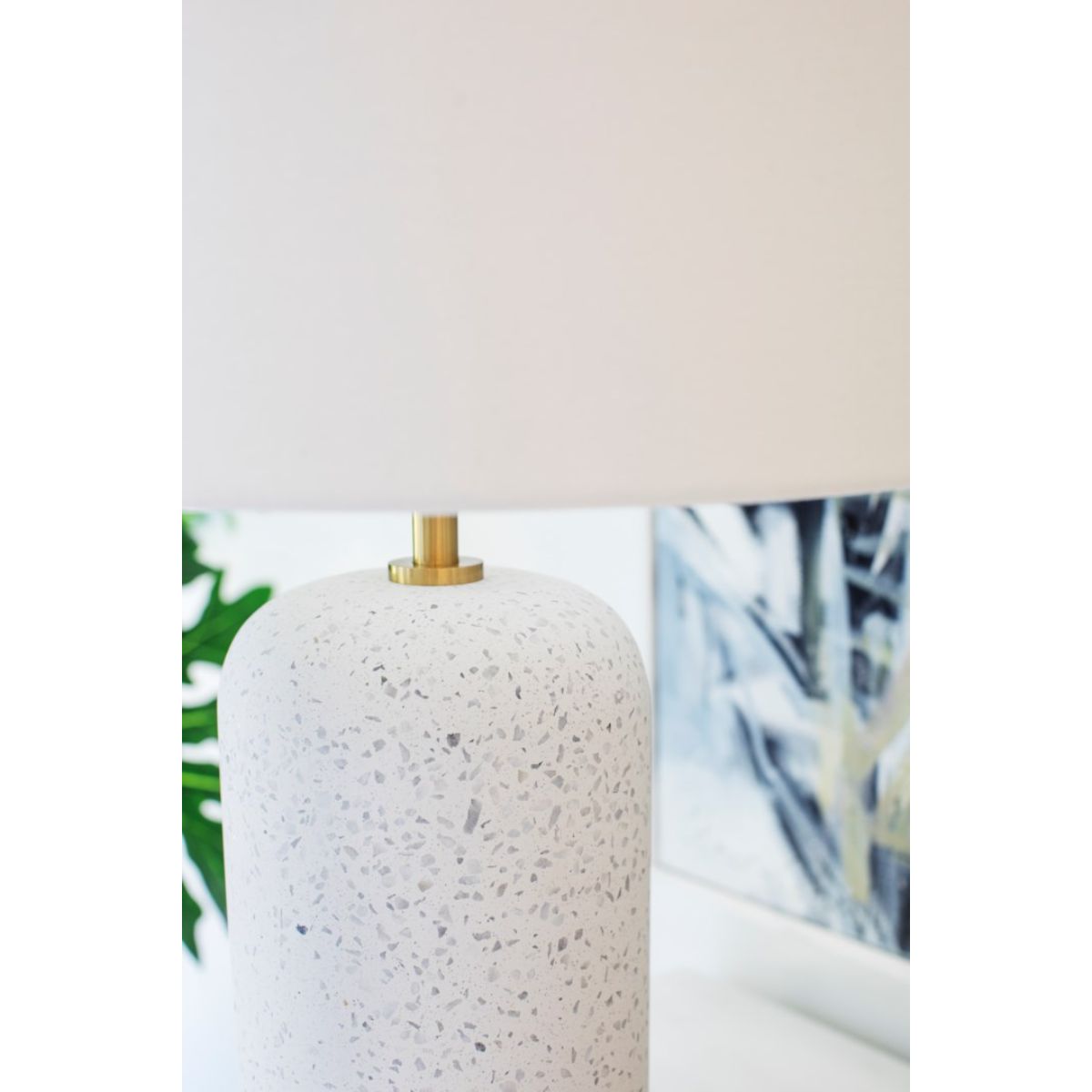 Margaret Table Lamp Blue Grey Terrazo with Aged Brass Accents - Bees Lighting