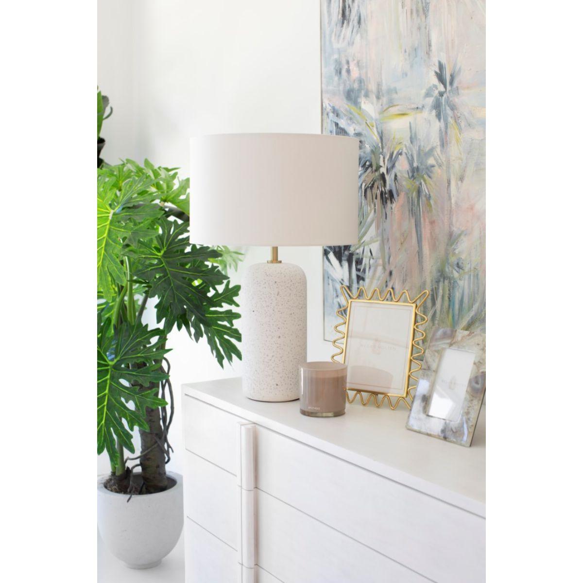 Margaret Table Lamp Blue Grey Terrazo with Aged Brass Accents - Bees Lighting