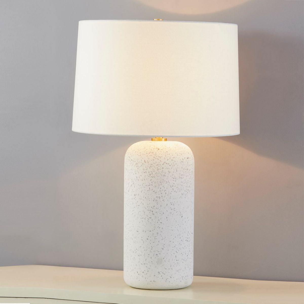 Margaret Table Lamp Blue Grey Terrazo with Aged Brass Accents - Bees Lighting