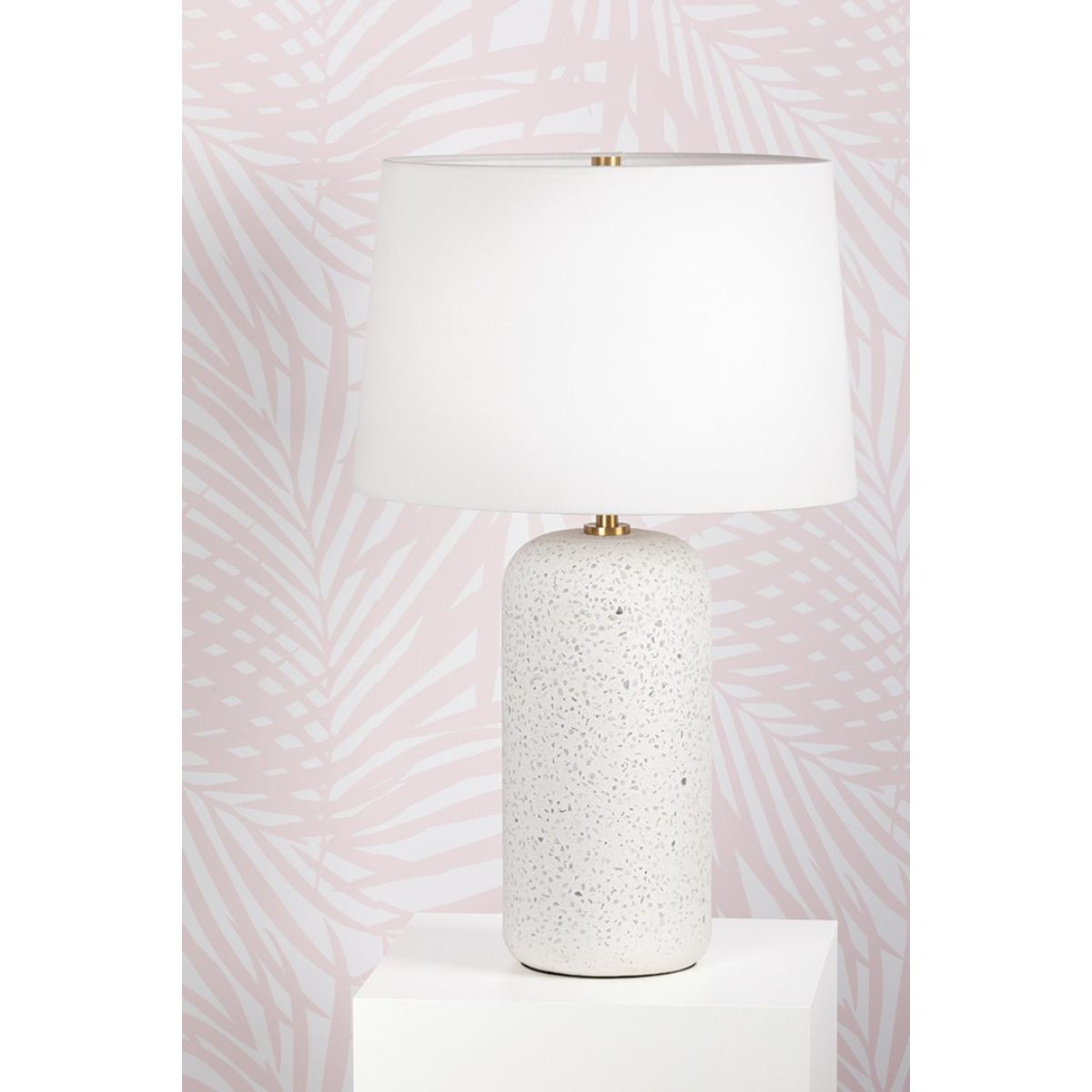 Margaret Table Lamp Blue Grey Terrazo with Aged Brass Accents - Bees Lighting