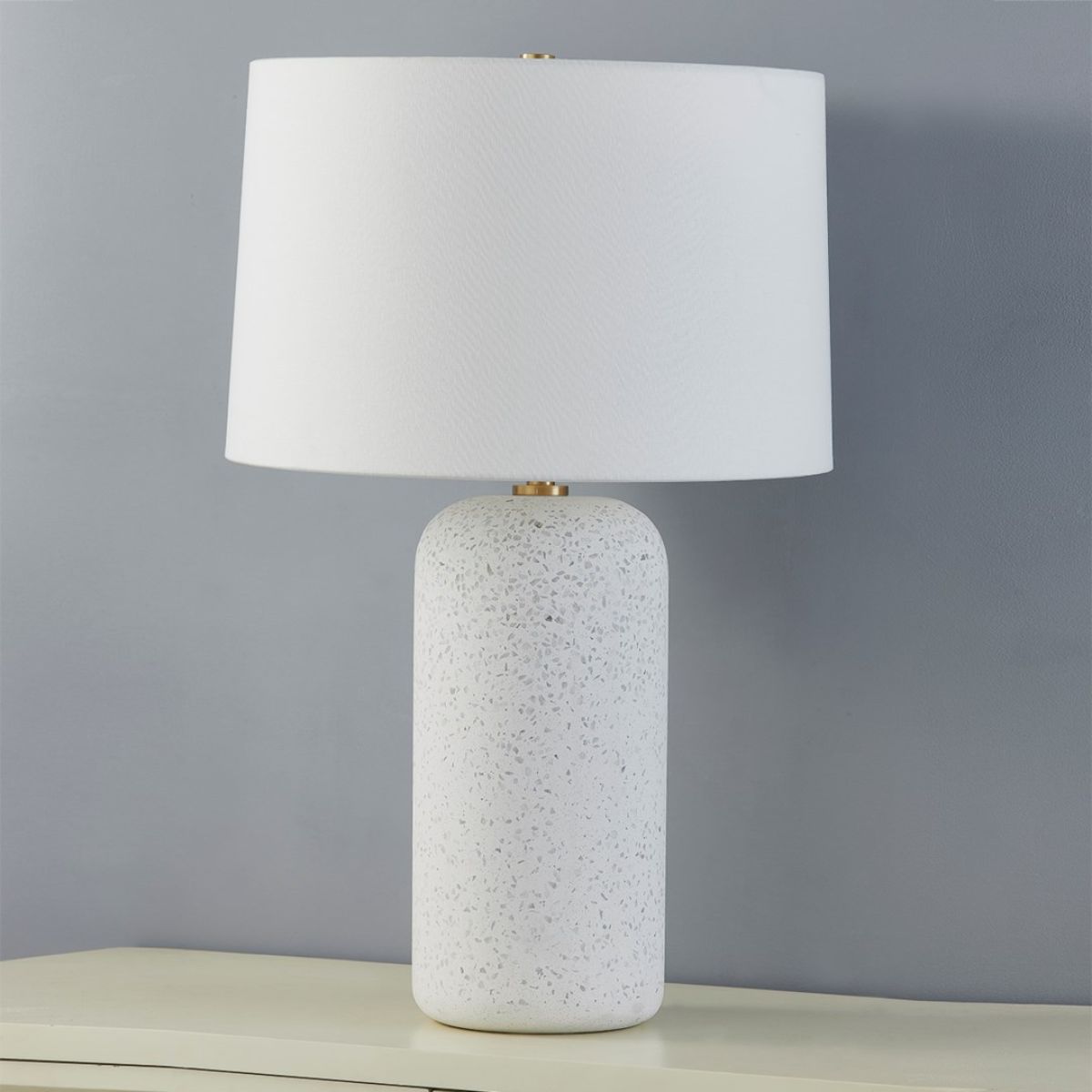 Margaret Table Lamp Blue Grey Terrazo with Aged Brass Accents - Bees Lighting