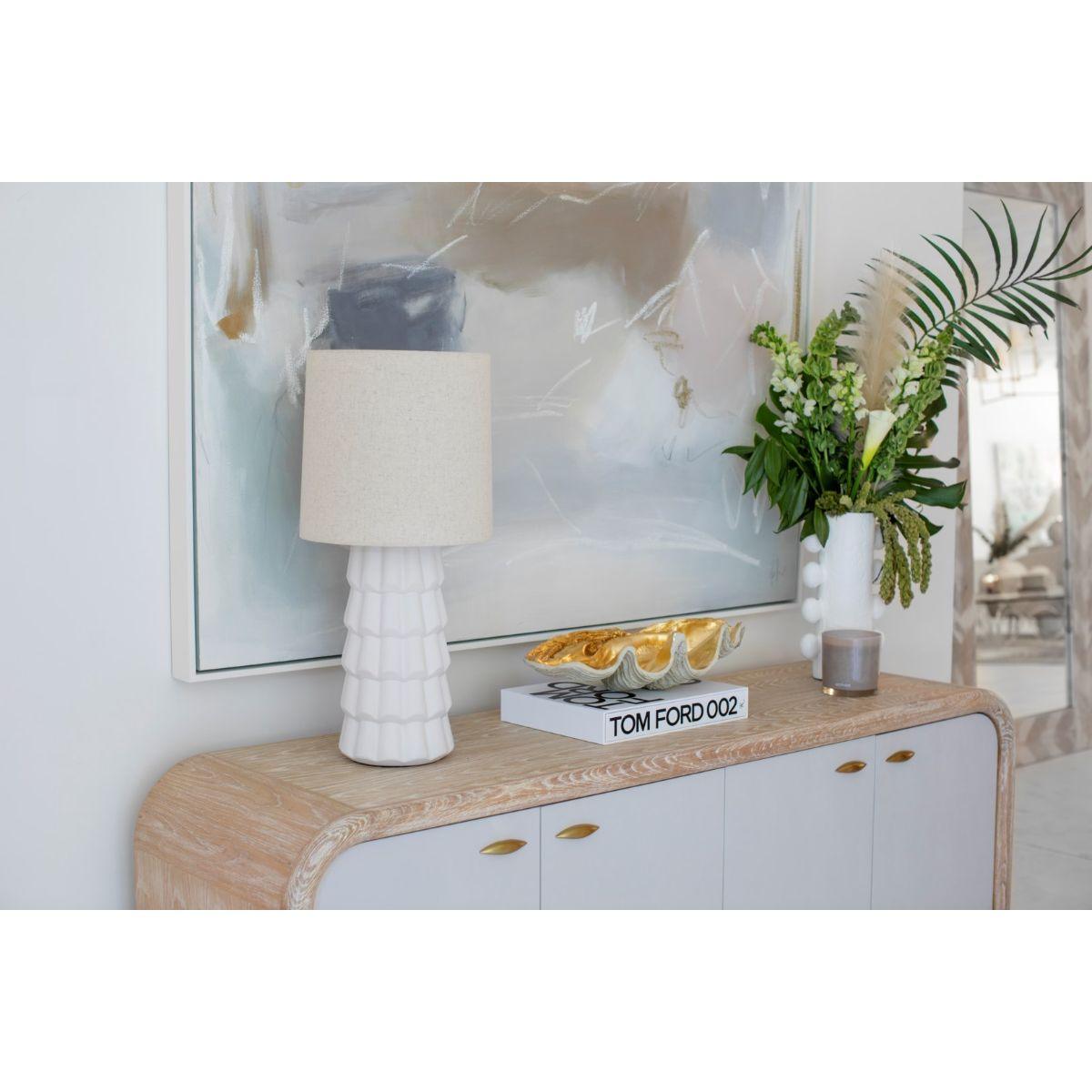 Maisie Table Lamp Ceramic Rough Texture White with Aged Brass Accents