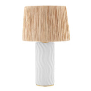 Daniella Table Lamp Ceramic White Wash with Aged Brass Accents - Bees Lighting