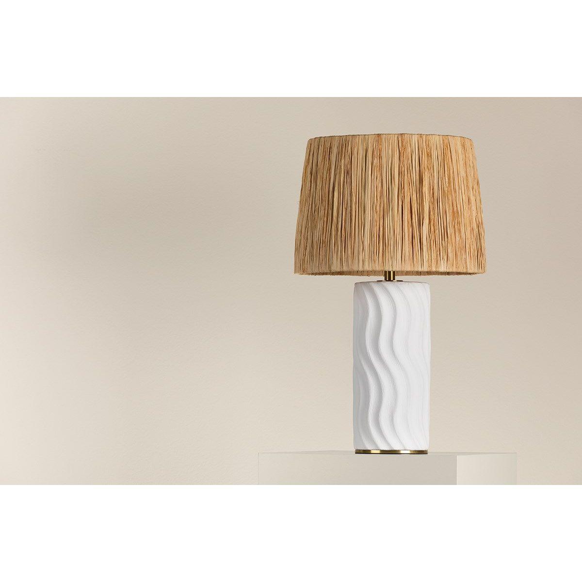Daniella Table Lamp Ceramic White Wash with Aged Brass Accents