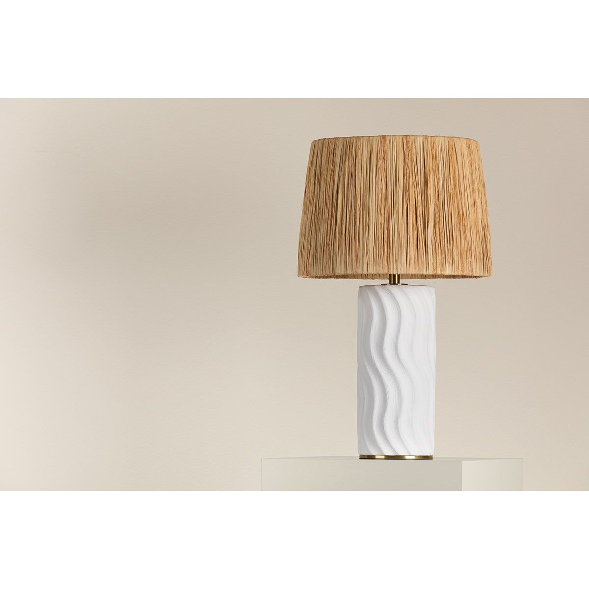 Daniella Table Lamp Ceramic White Wash with Aged Brass Accents - Bees Lighting