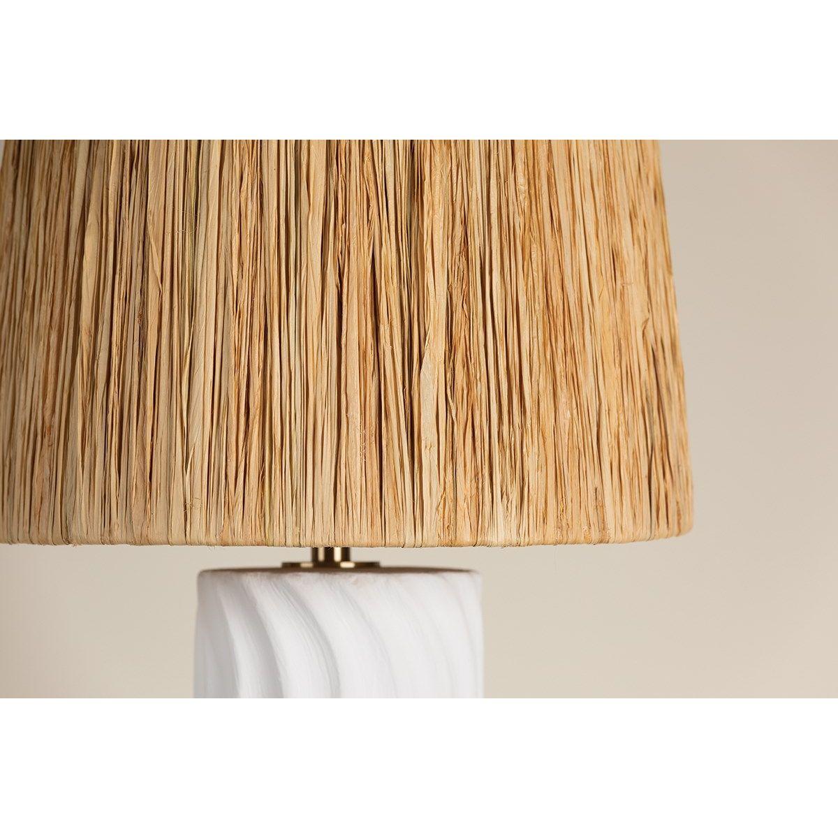 Daniella Table Lamp Ceramic White Wash with Aged Brass Accents - Bees Lighting