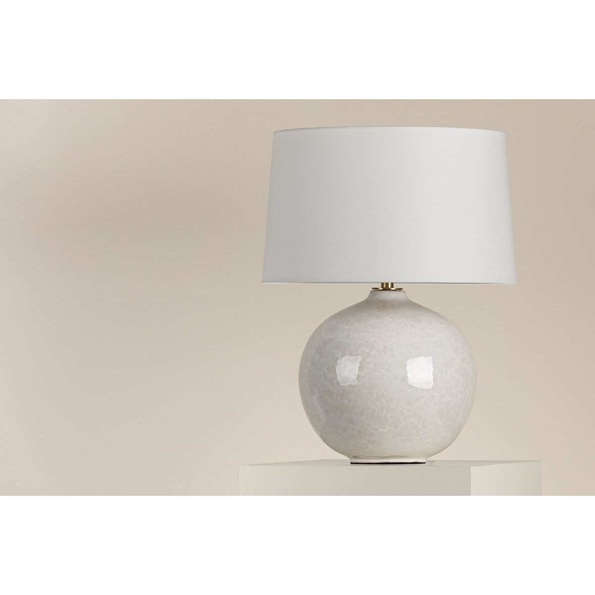 Karina Table Lamp Ceramic Gloss Nimbus with Aged Brass Accents - Bees Lighting