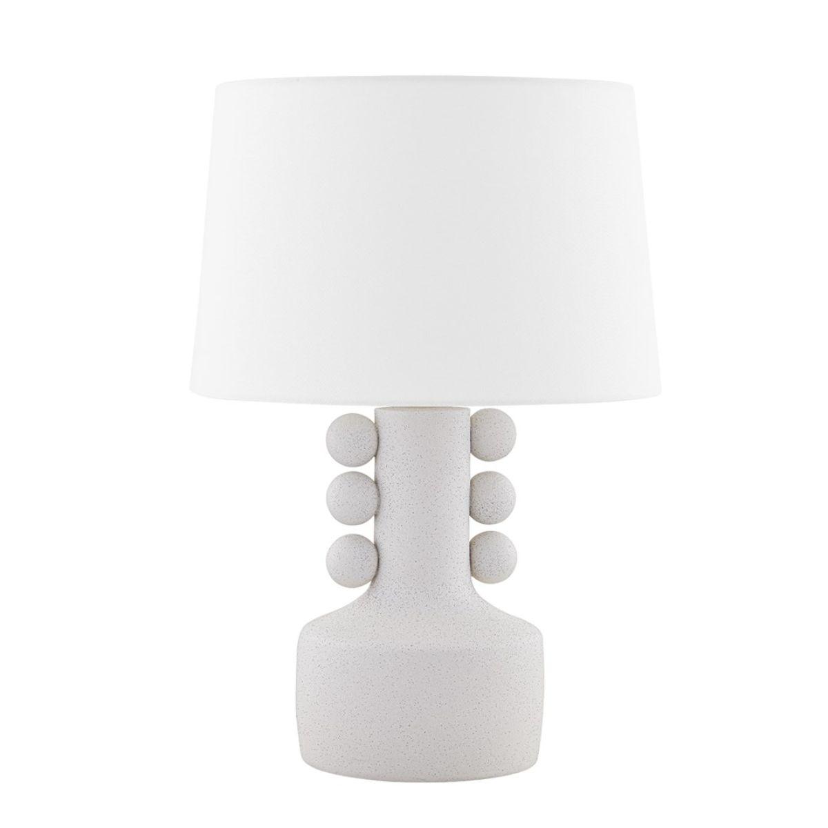 Amalia Table Lamp Ceramic White Speck with Aged Brass Accents