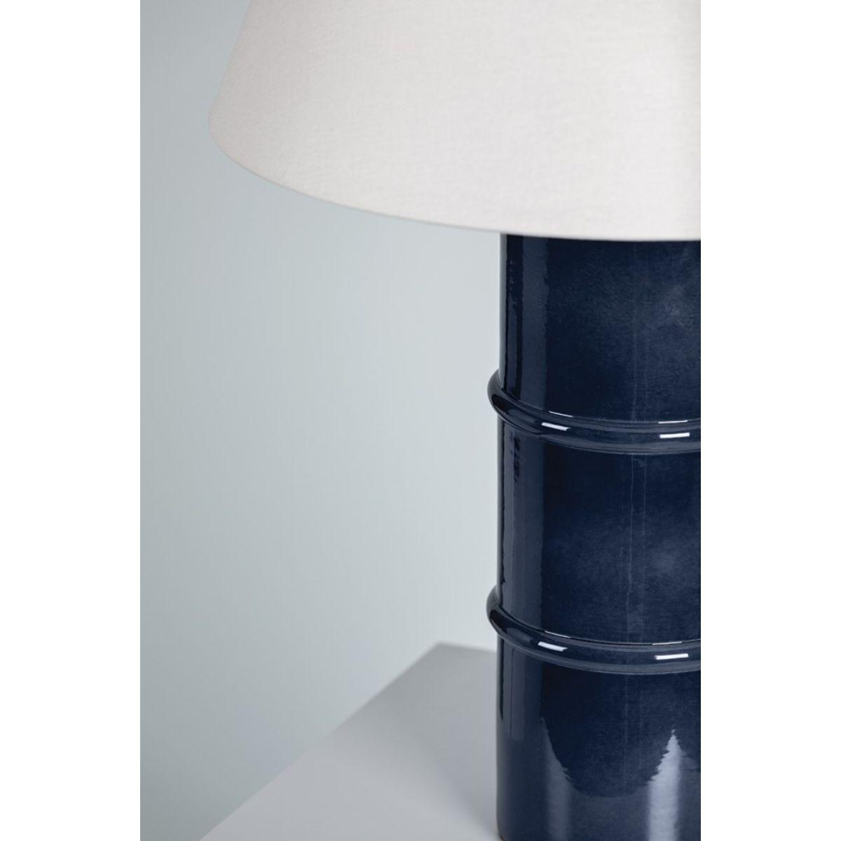 Banyan Table Lamp Ceramic Gloss Navy with Aged Brass Finish - Bees Lighting