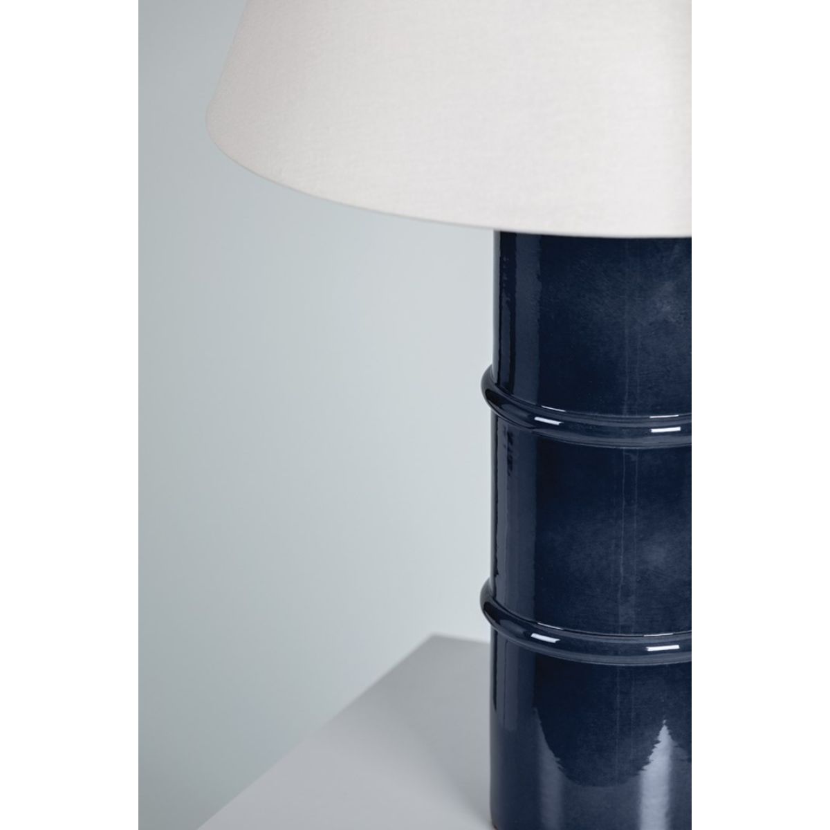 Banyan Table Lamp Ceramic Gloss Navy with Aged Brass Finish - Bees Lighting