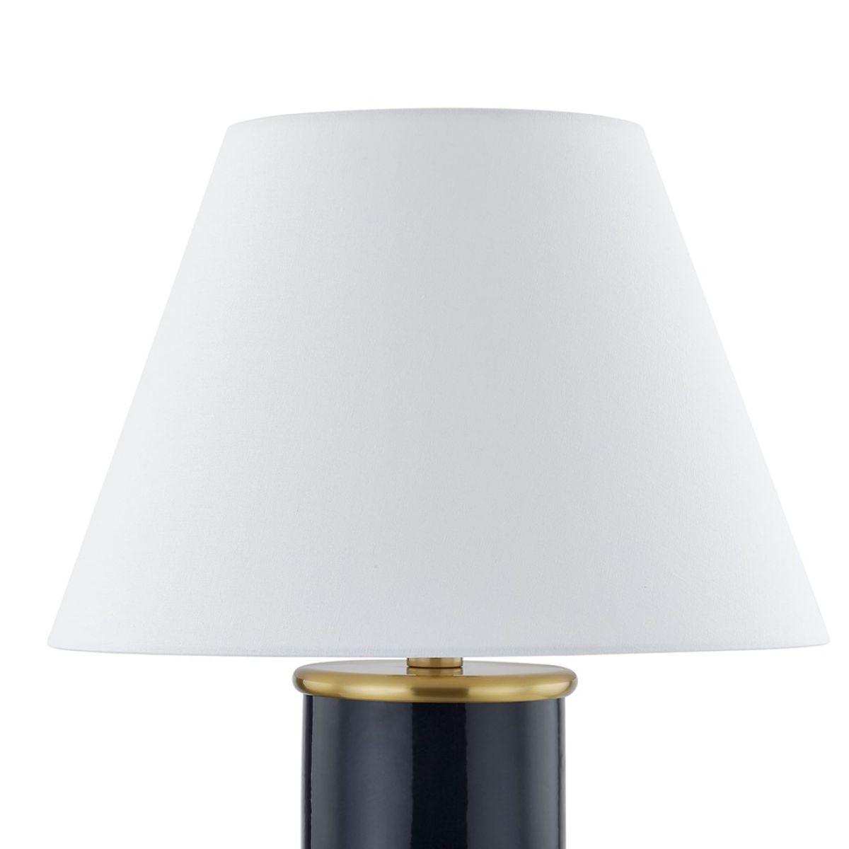 Banyan Table Lamp Ceramic Gloss Navy with Aged Brass Finish - Bees Lighting