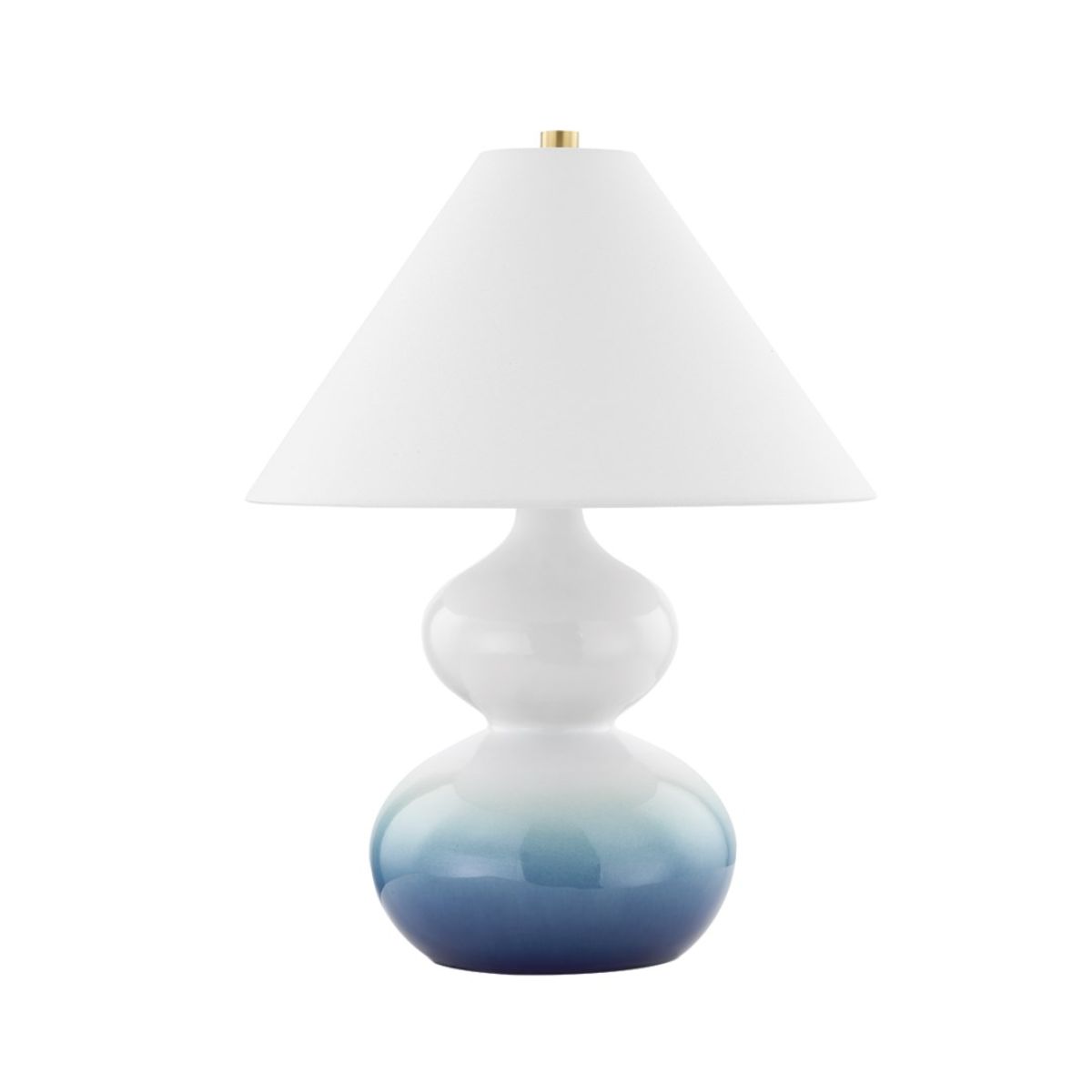 Aimee Table Lamp Ceramic Blue Ombre with Aged Brass Accents - Bees Lighting