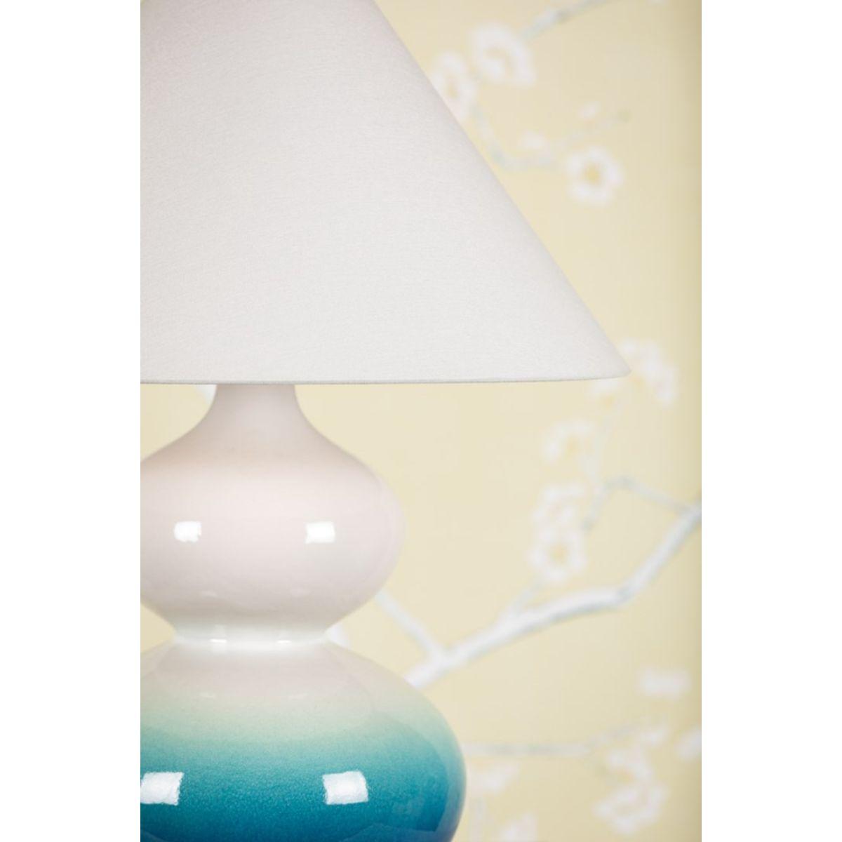 Aimee Table Lamp Ceramic Blue Ombre with Aged Brass Accents - Bees Lighting