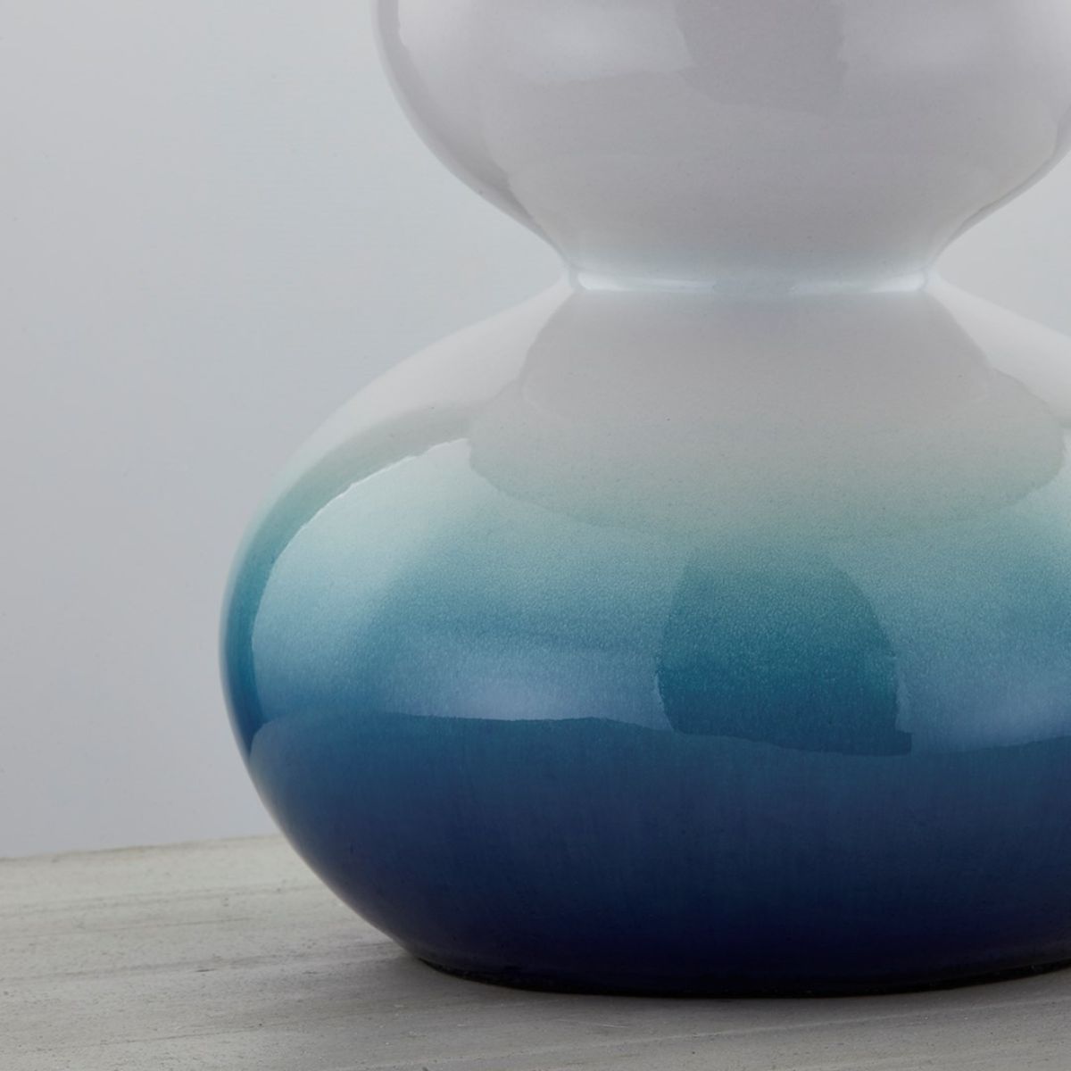 Aimee Table Lamp Ceramic Blue Ombre with Aged Brass Accents - Bees Lighting