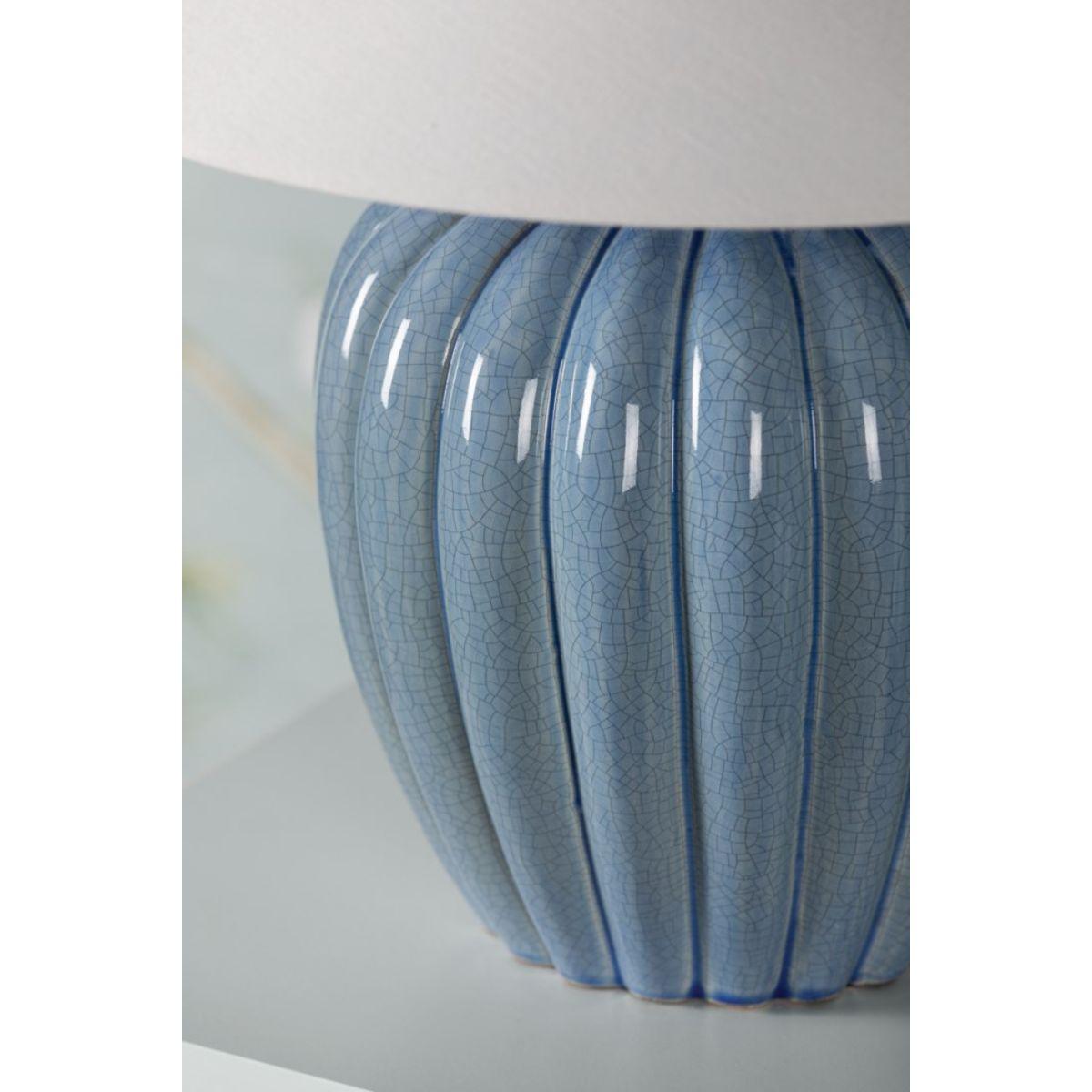 Clarendon Table Lamp Ceramic Ariel Okin Blue with Aged Brass Accents - Bees Lighting
