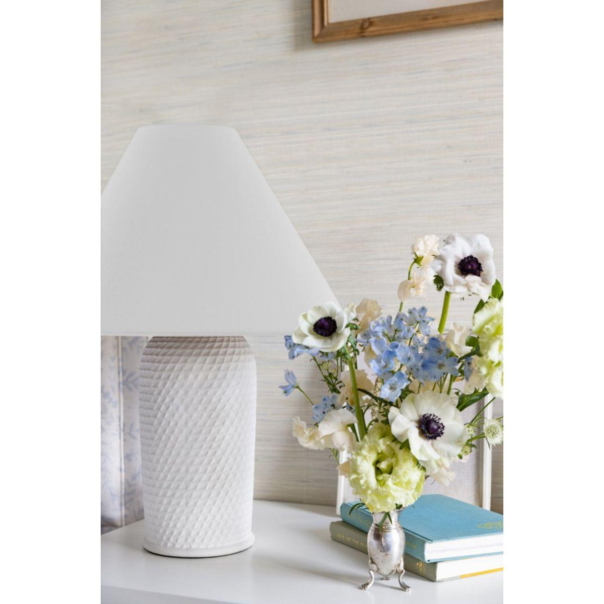 Susie Table Lamp Ceramic Textured White with Aged Brass Accents