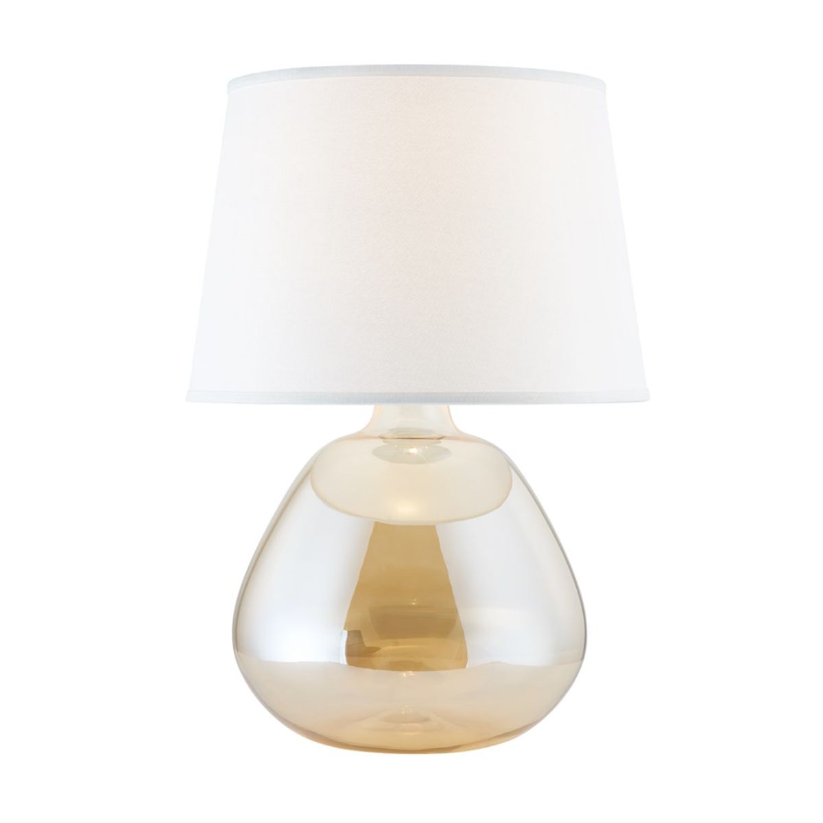 Thea Table Lamp Champagne Amber Glass with Aged Brass Accents - Bees Lighting