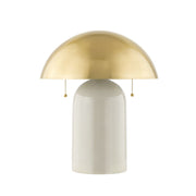 Gaia 2 Lights Table Lamp Ceramic Ivory Crackle with Aged Brass Accents - Bees Lighting