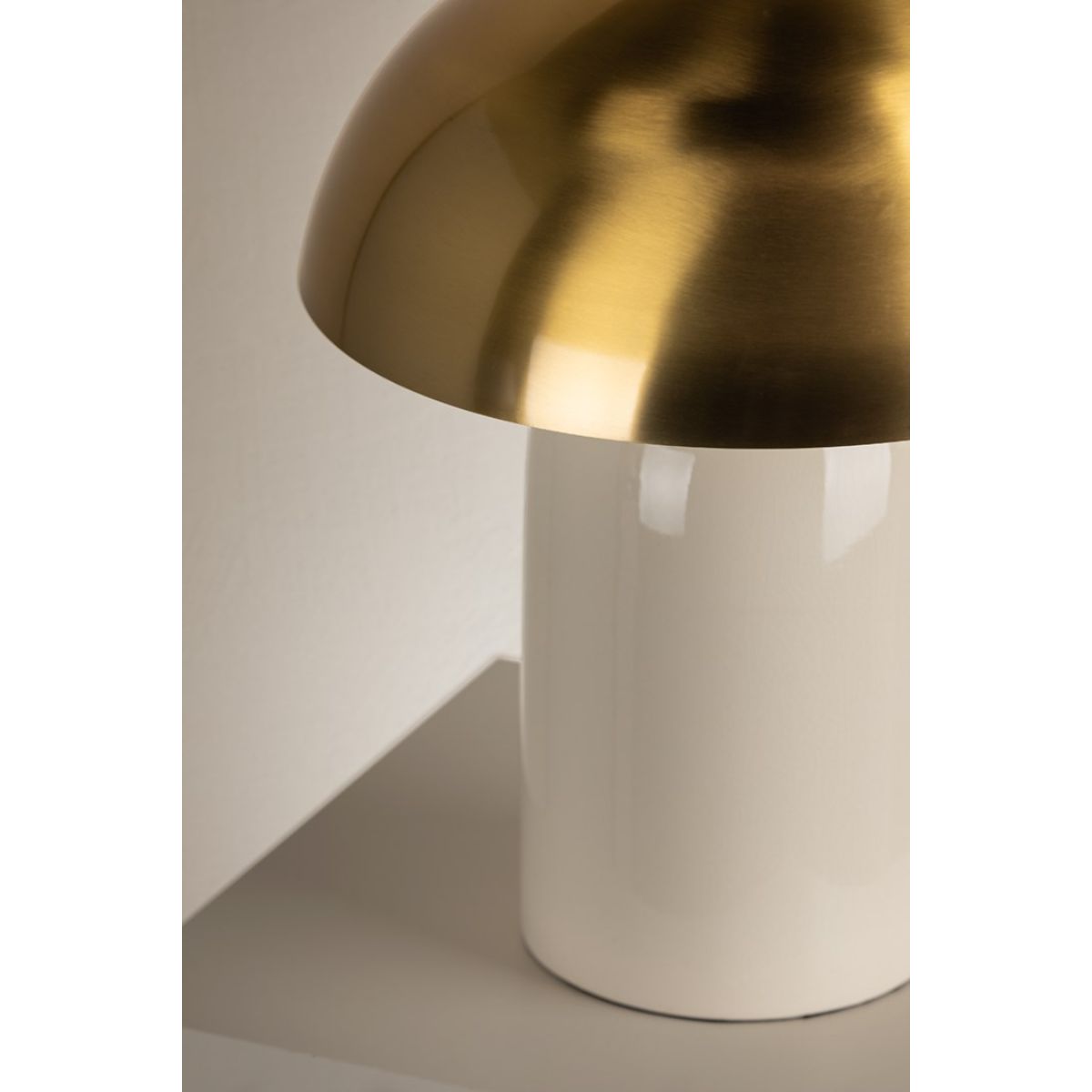 Gaia 2 Lights Table Lamp Ceramic Ivory Crackle with Aged Brass Accents - Bees Lighting