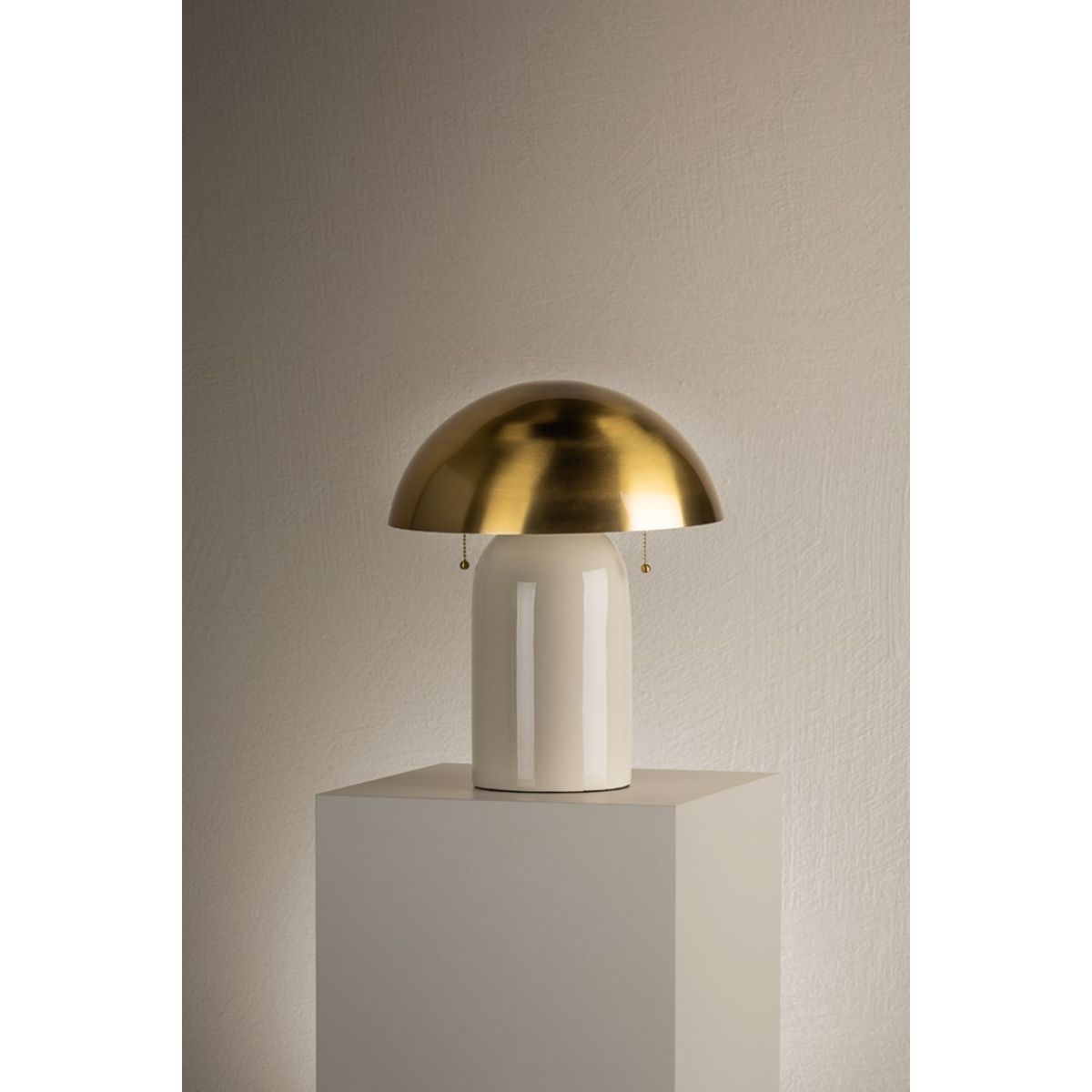 Gaia 2 Lights Table Lamp Ceramic Ivory Crackle with Aged Brass Accents - Bees Lighting