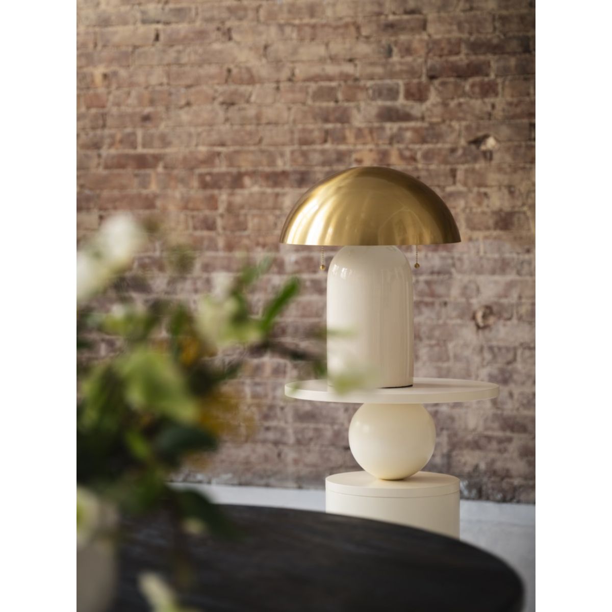Gaia 2 Lights Table Lamp Ceramic Ivory Crackle with Aged Brass Accents - Bees Lighting