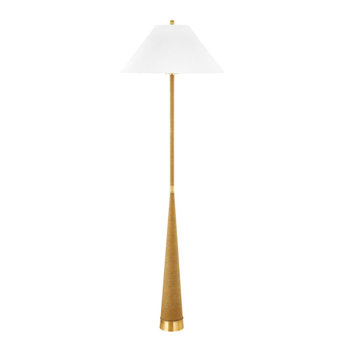 Indie Floor Lamp Natural Raffia and Aged Brass Finish