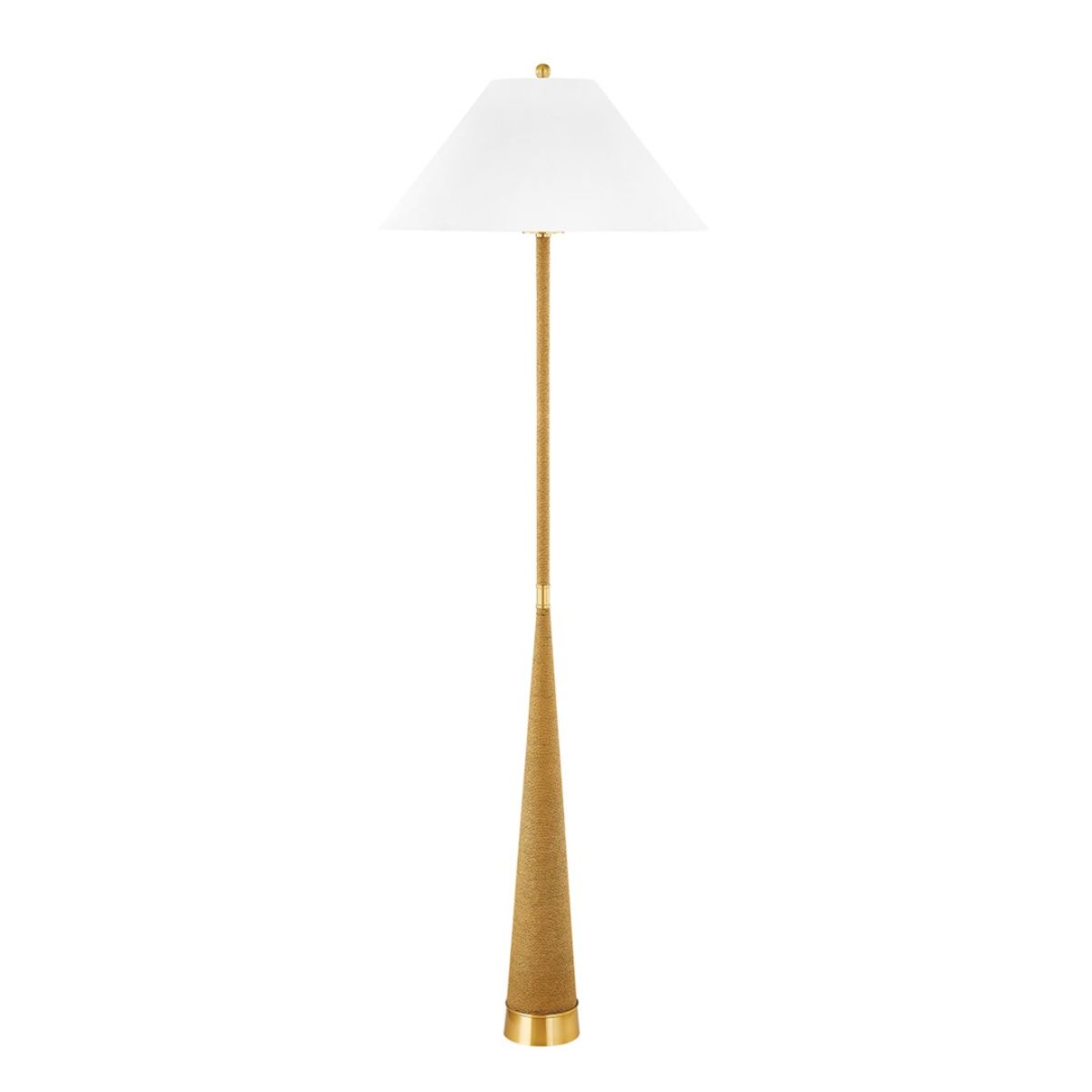 Indie Floor Lamp Natural Raffia and Aged Brass Finish - Bees Lighting