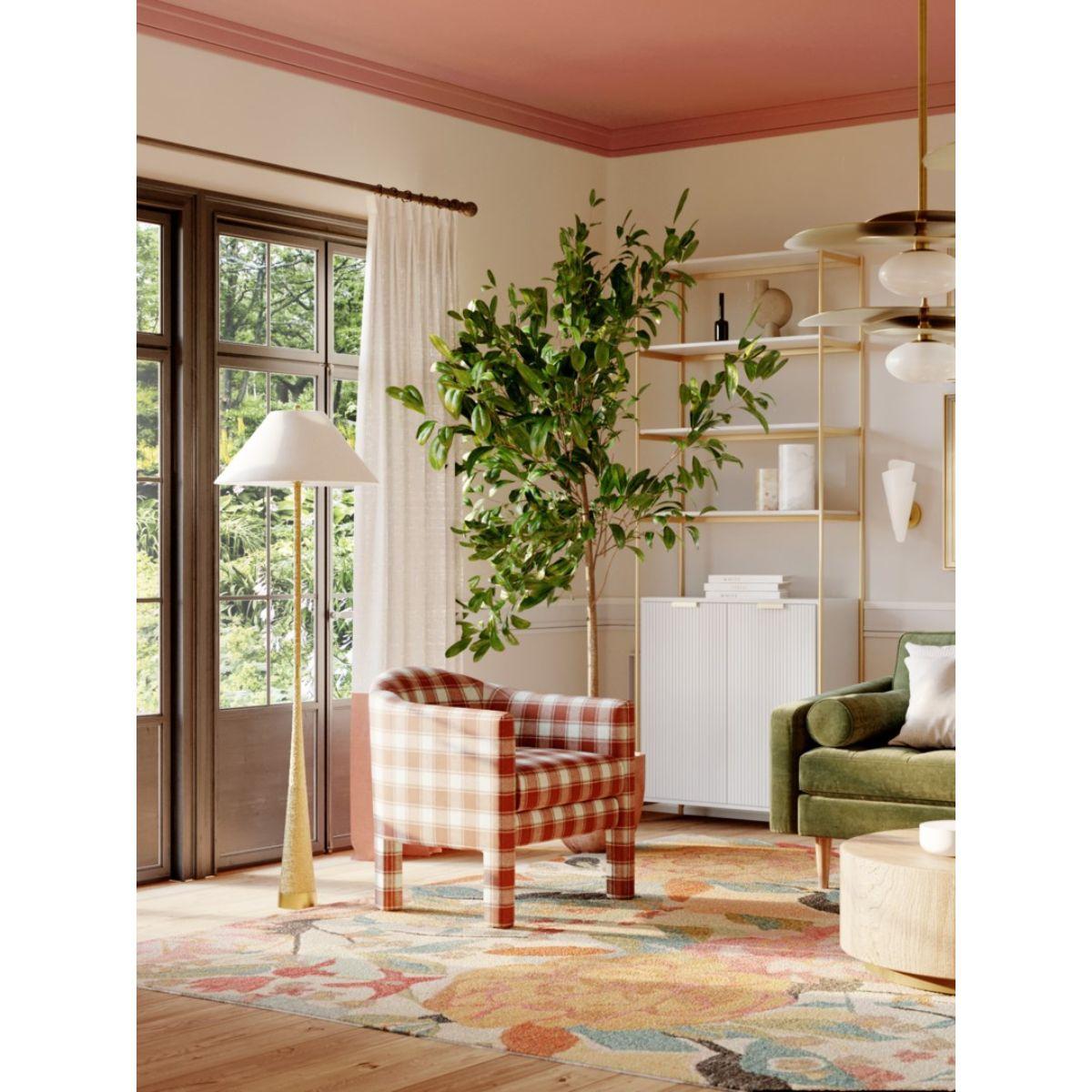 Indie Floor Lamp Natural Raffia and Aged Brass Finish - Bees Lighting