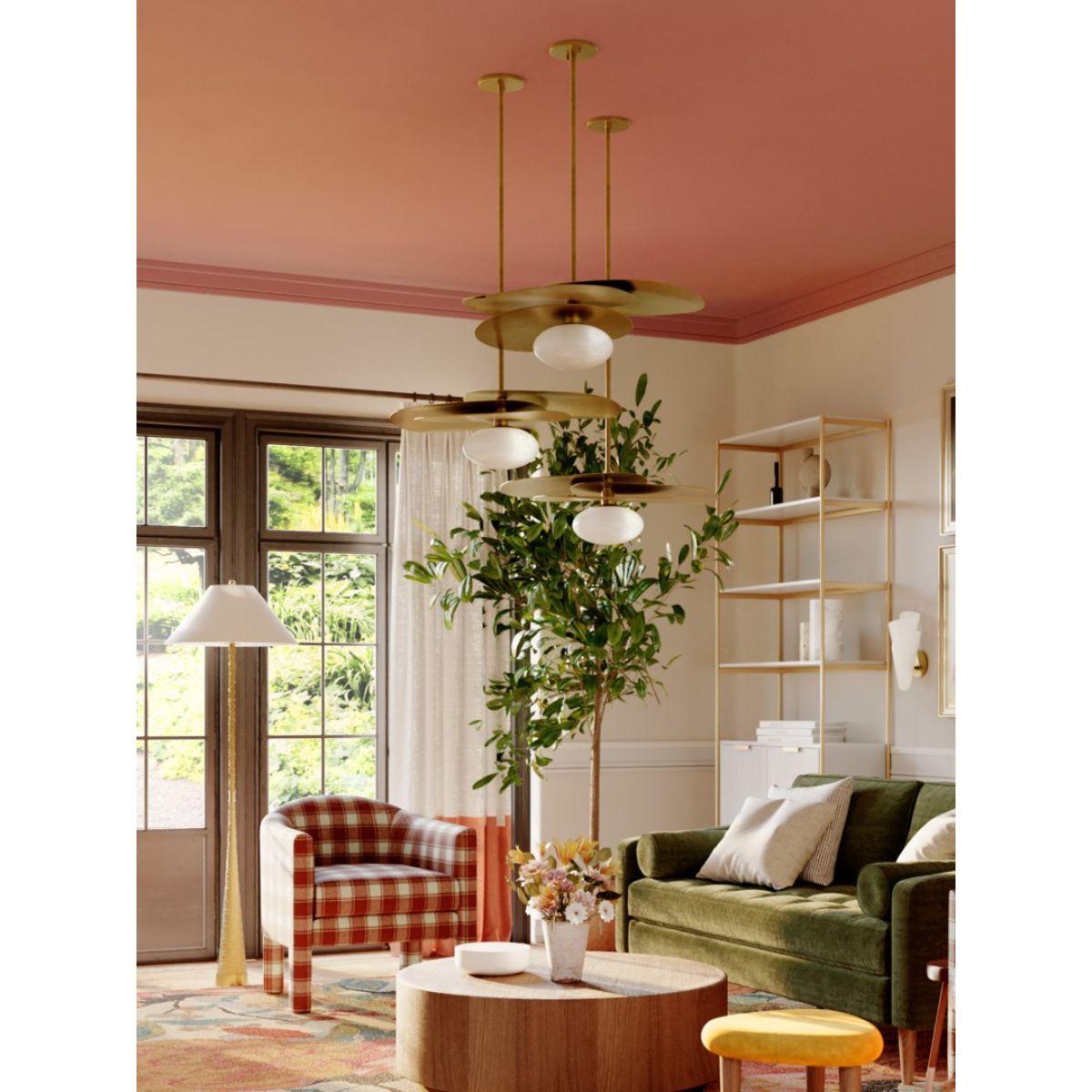 Indie Floor Lamp Natural Raffia and Aged Brass Finish - Bees Lighting