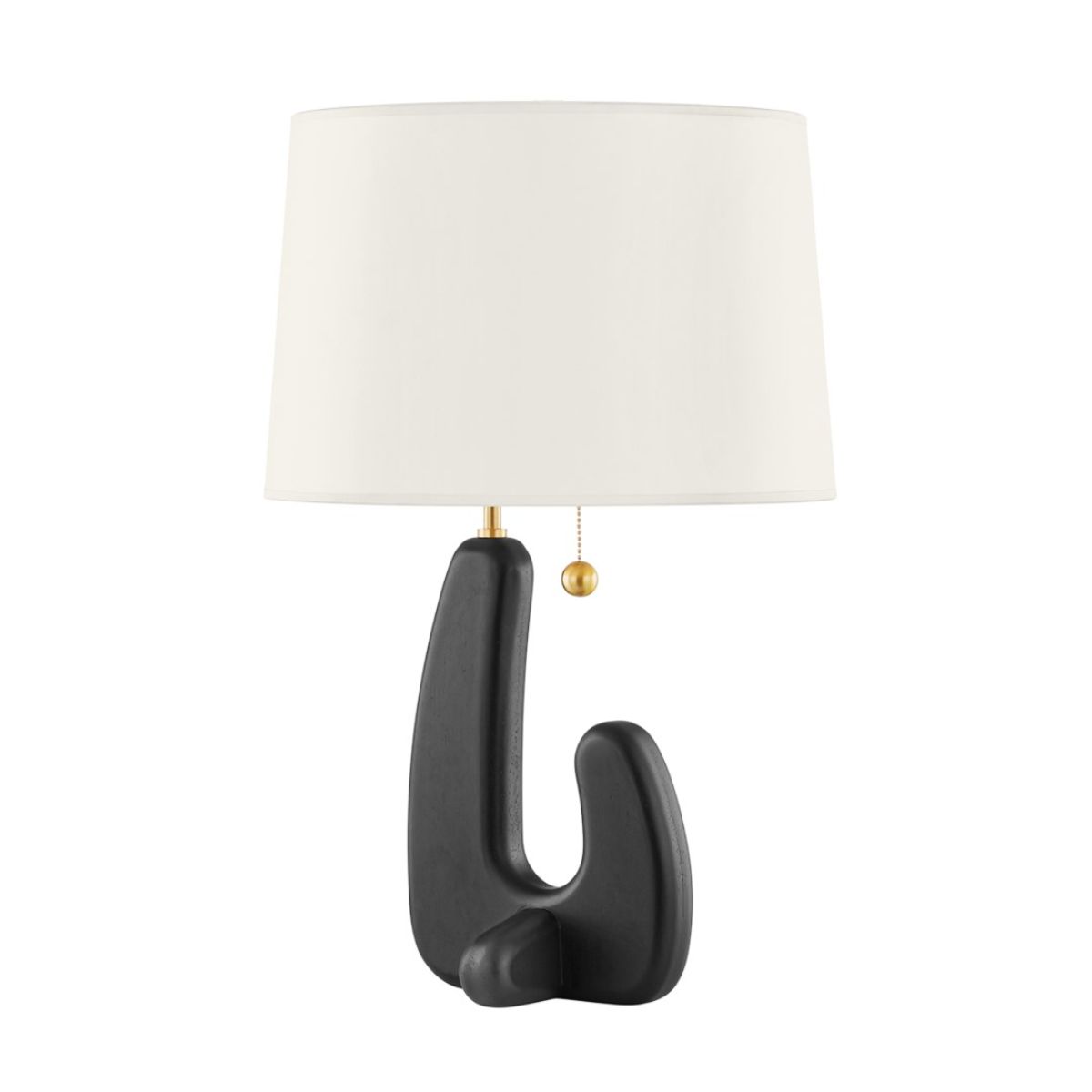 Regina Table Lamp Blackened Wood Base with Aged Brass Accents - Bees Lighting