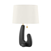 Regina Table Lamp Blackened Wood Base with Aged Brass Accents - Bees Lighting