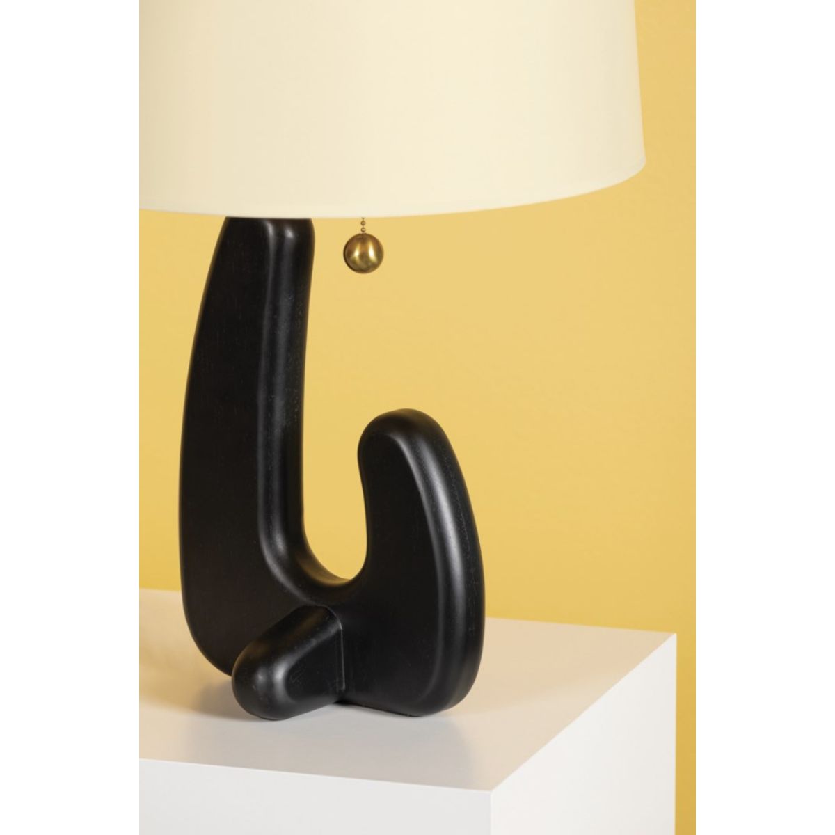 Regina Table Lamp Blackened Wood Base with Aged Brass Accents - Bees Lighting