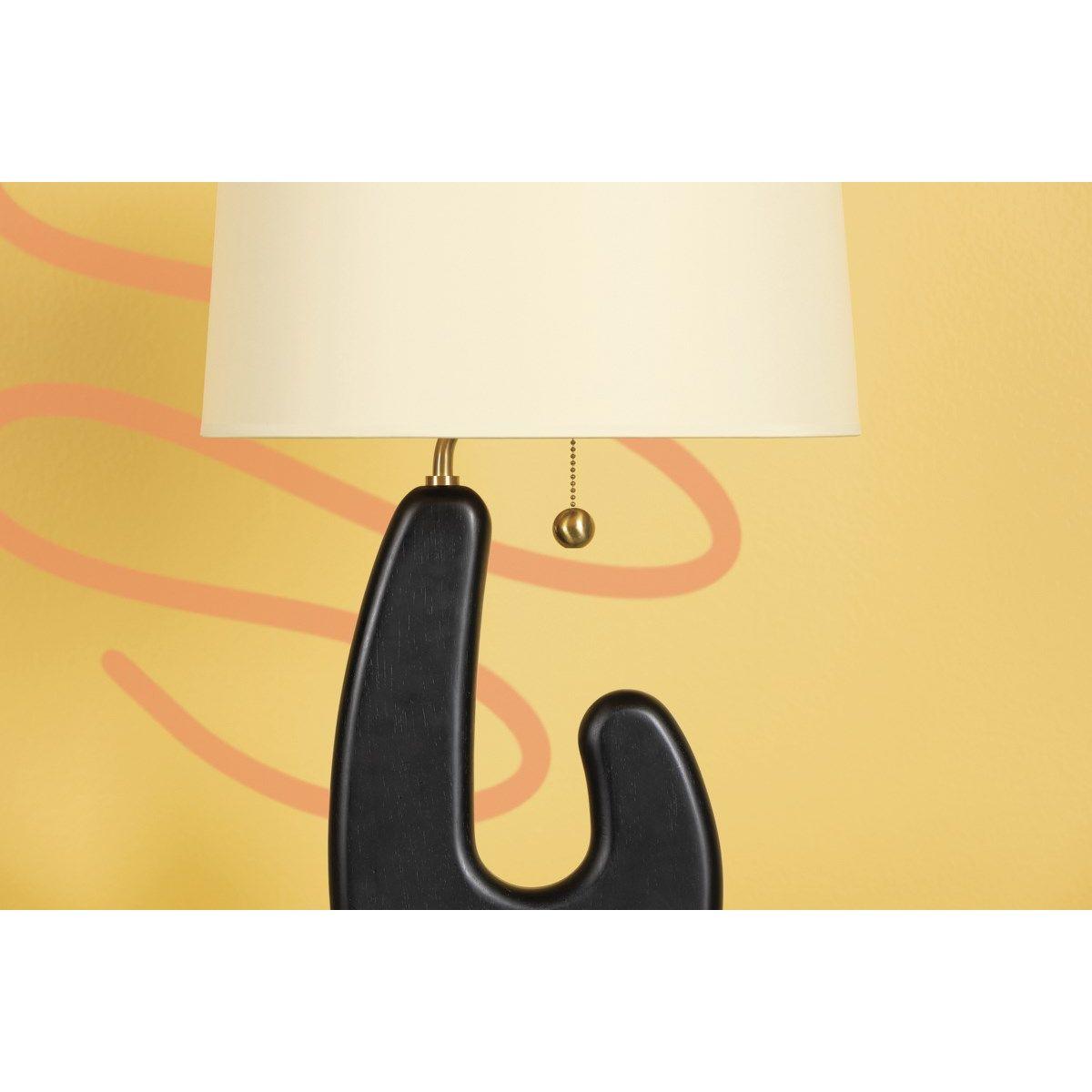Regina Table Lamp Blackened Wood Base with Aged Brass Accents - Bees Lighting