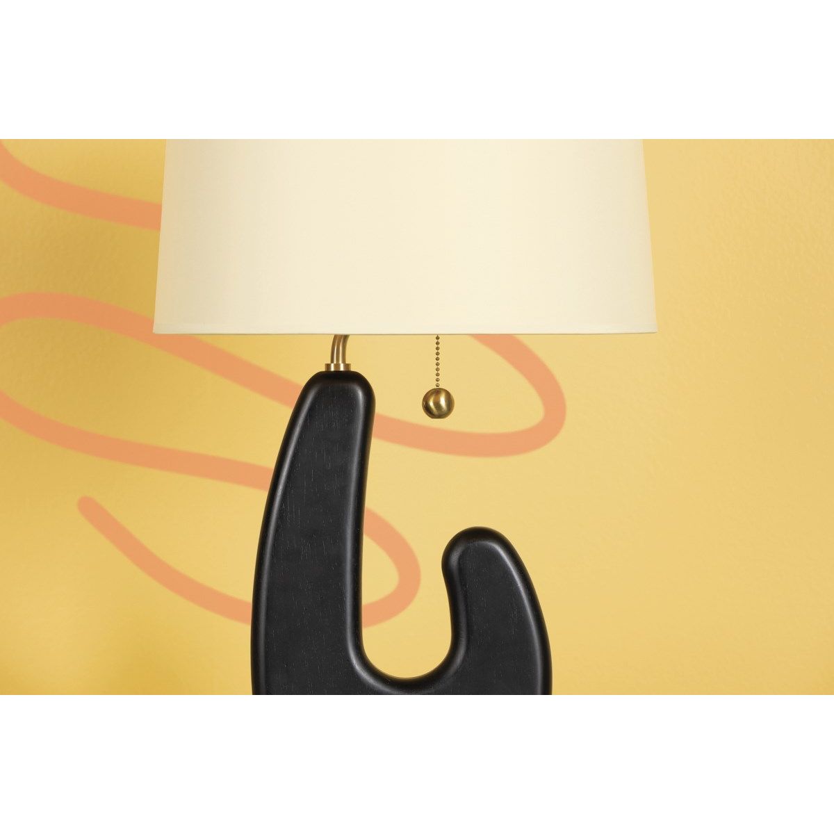 Regina Table Lamp Blackened Wood Base with Aged Brass Accents - Bees Lighting