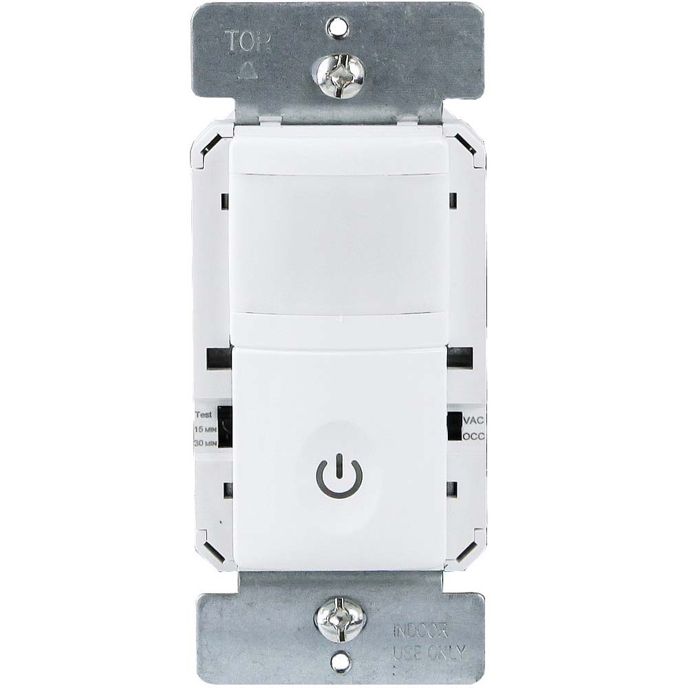 120V Occupancy/Vacancy Motion Sensor Switch PIR Single Pole Ground Wire Required White