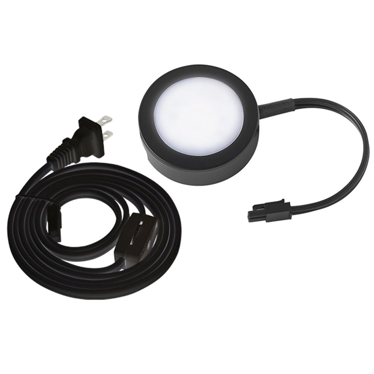 3-CCT LED Puck Light with Lead Wire and Power Cord, 3" Wide, 27K/30K/35K, 120V