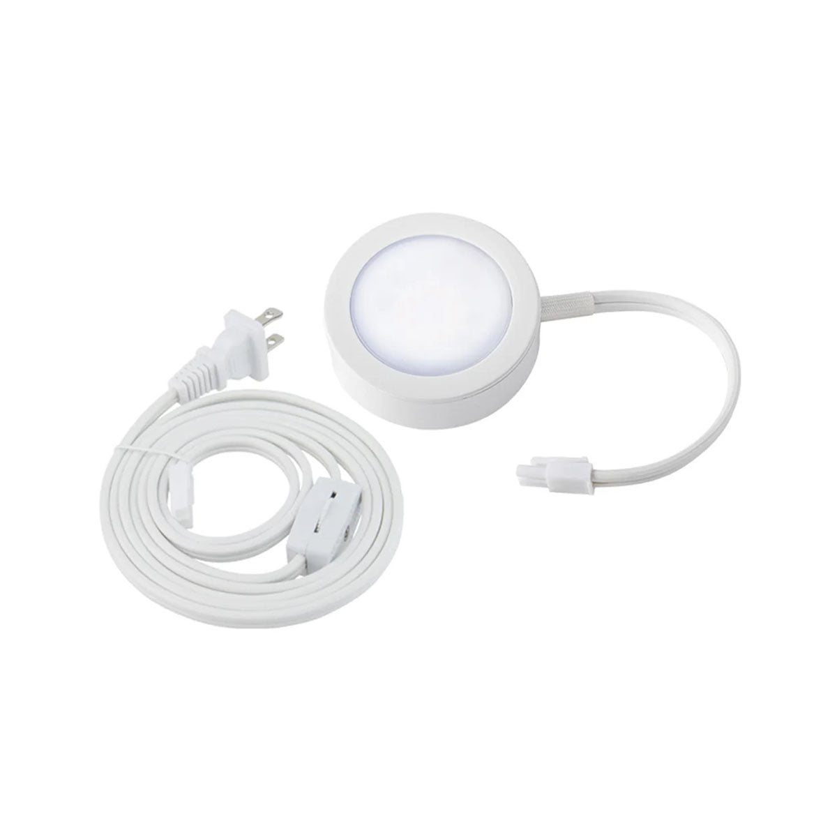 120V 3-CCT LED Puck Light, 290Lm. Plug-in Cord, 27K|30K|35K, White
