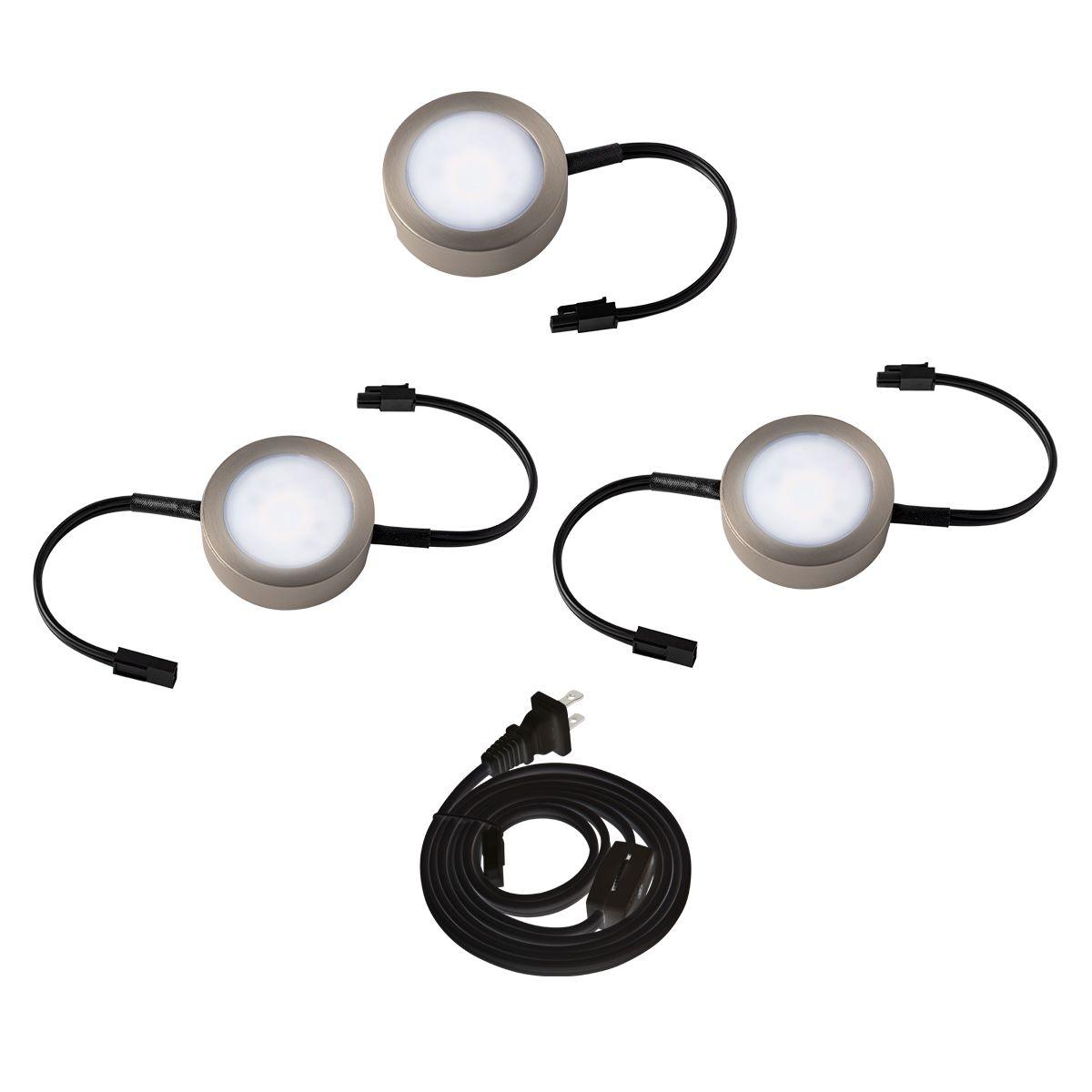 3-CCT LED Puck Light Kit, 3" Wide, 27K/30K/35K, 120V, White
