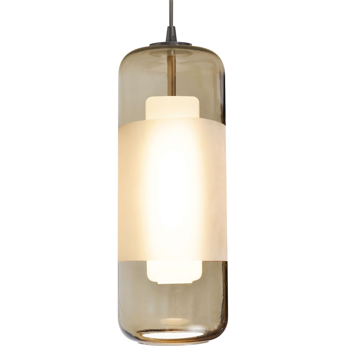 Hermosa 6 in. LED Pendant Light 120V 4000K Satin Nickel finish with Brown & White shade