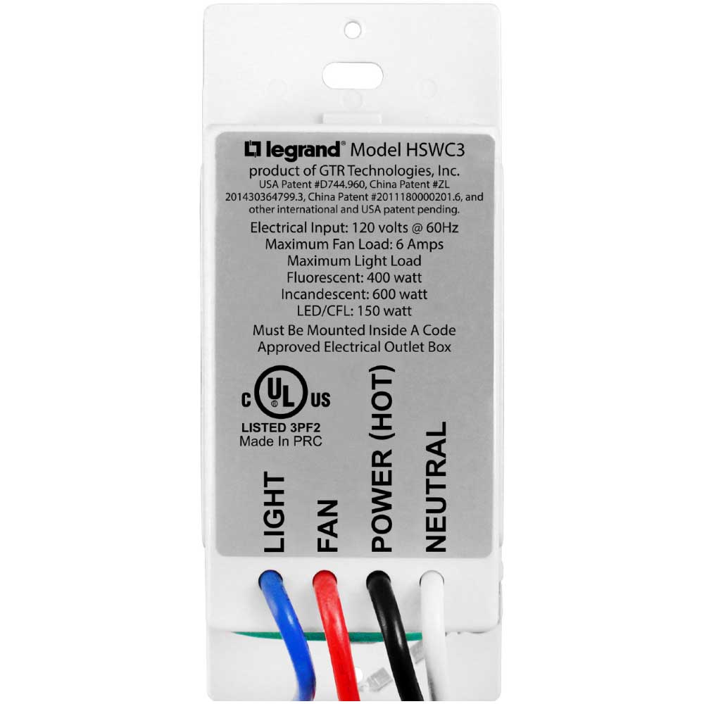 Humidity Based Fan Control with Light Switch 6A, 120V, White - Bees Lighting