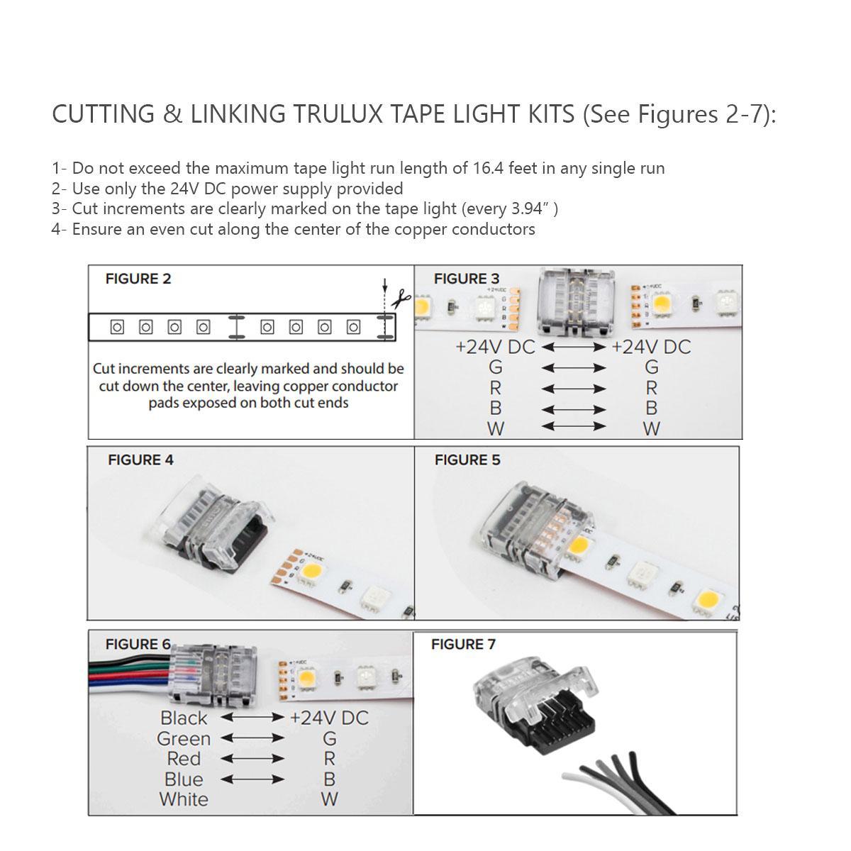 Trulux High Output LED Strip Light Kit, 16.4Ft Reel, RGB + 3000K, 240 Lm/Ft, 24V - Bees Lighting