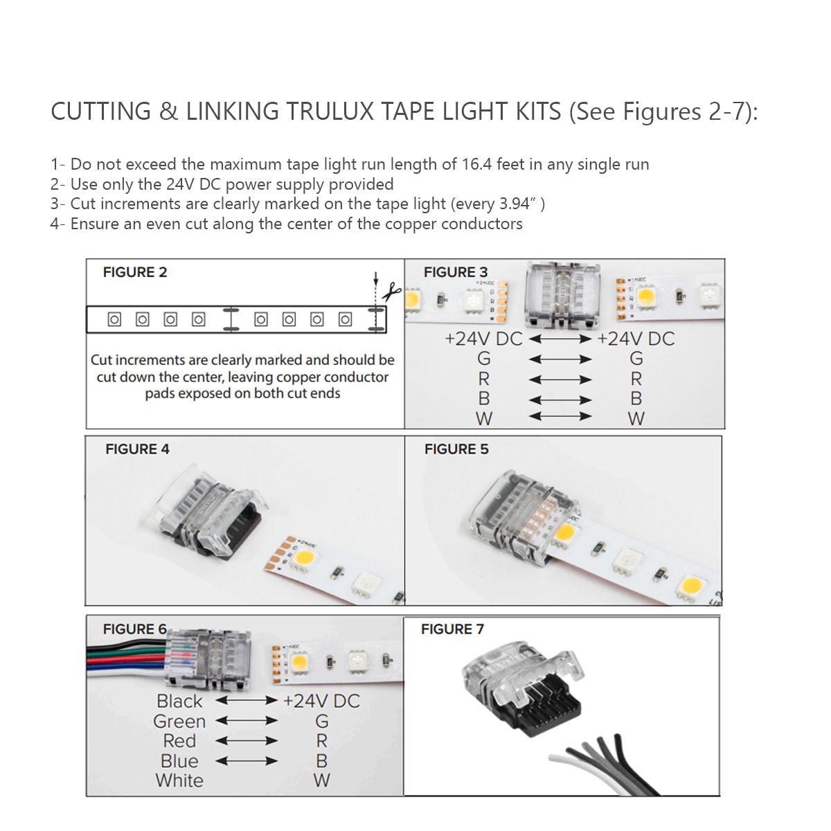 Trulux High Output LED Strip Light Kit, 16.4Ft Reel, RGB + 3000K, 240 Lm/Ft, 24V - Bees Lighting