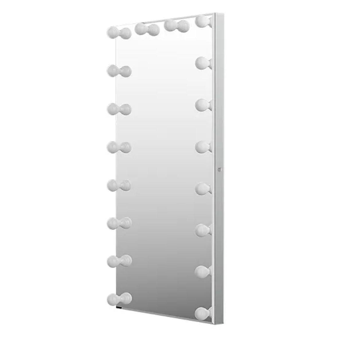 Hollywood 70 In. X 28 In. Tri-Color 12 LED Bulbs Make Up Mirror With White Frame And Touch On/Off Dimmer Function - Bees Lighting