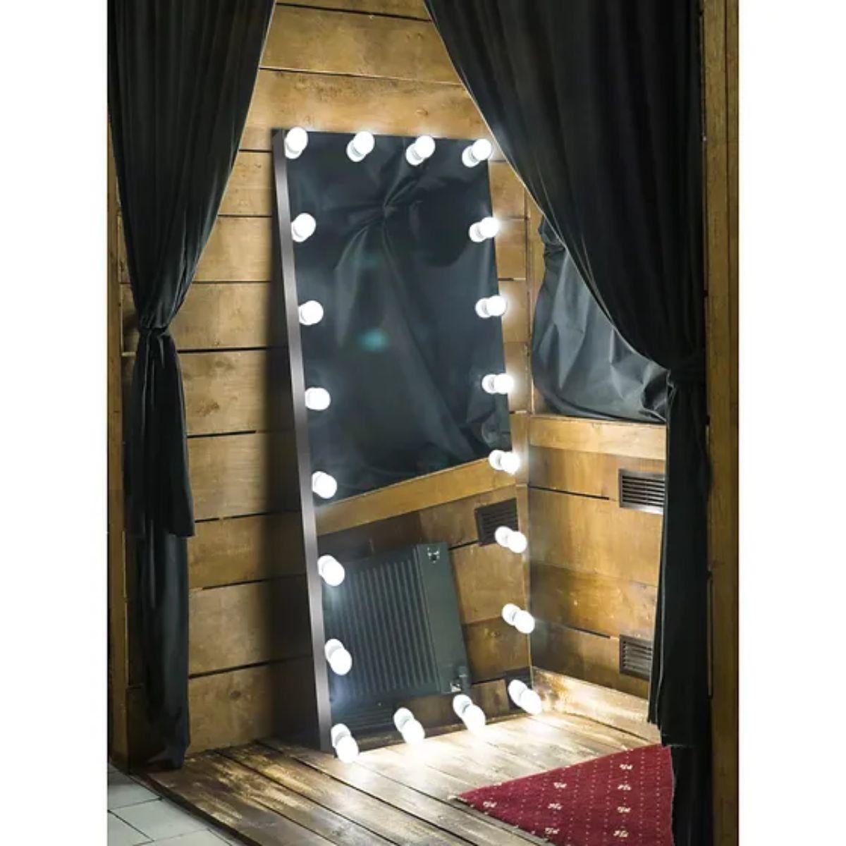 Hollywood 70 In. X 28 In. Tri-Color 12 LED Bulbs Make Up Mirror With White Frame And Touch On/Off Dimmer Function