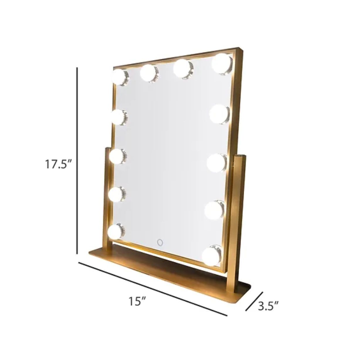Hollywood 15 In. X 17 In. Tri-Color 12 LED Bulbs Make Up Mirror With Touch On/Off Dimmer Function - Bees Lighting