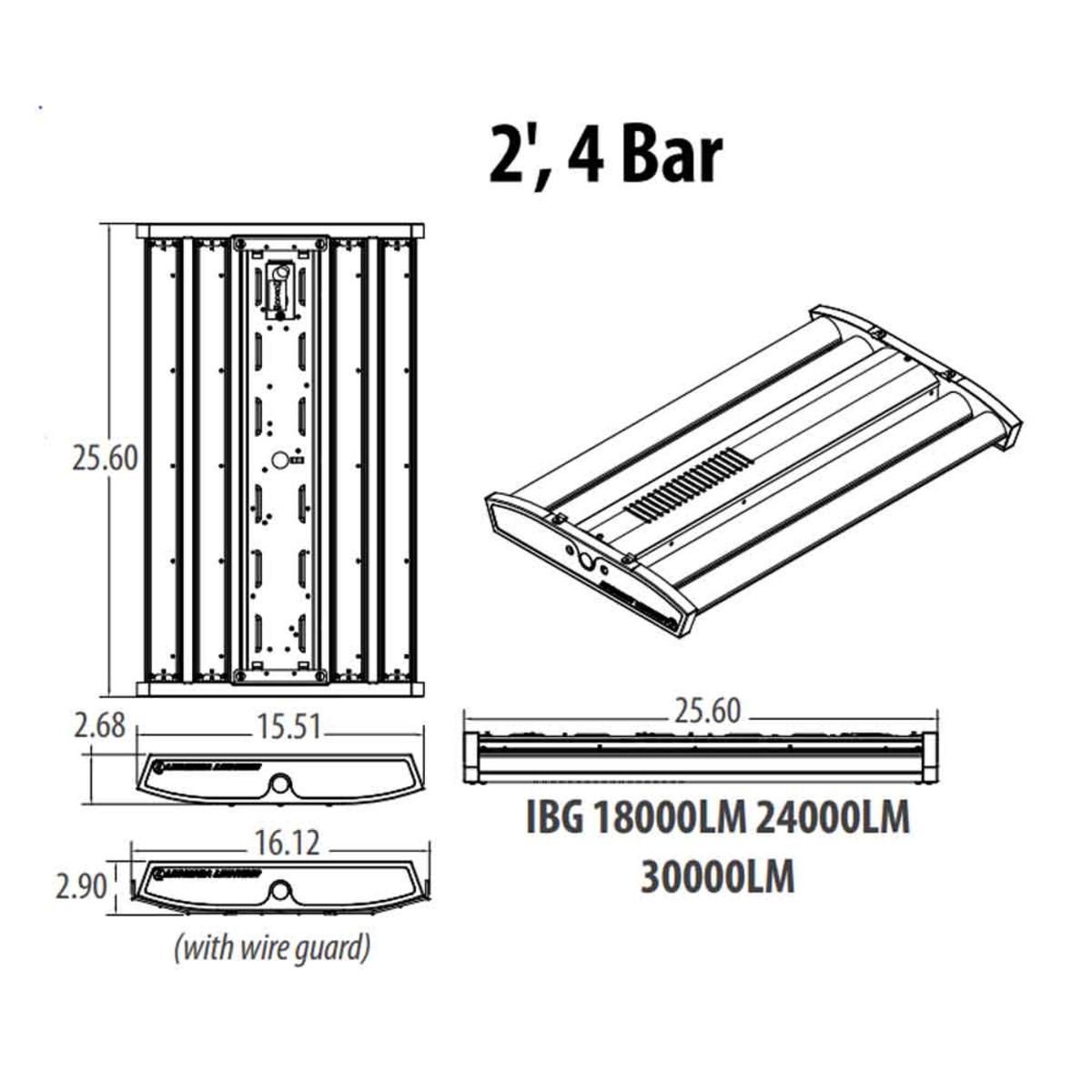 2ft Linear High Bay LED Light, 150 Watts 24000 Lumens, 5000K, 120/277V - Bees Lighting