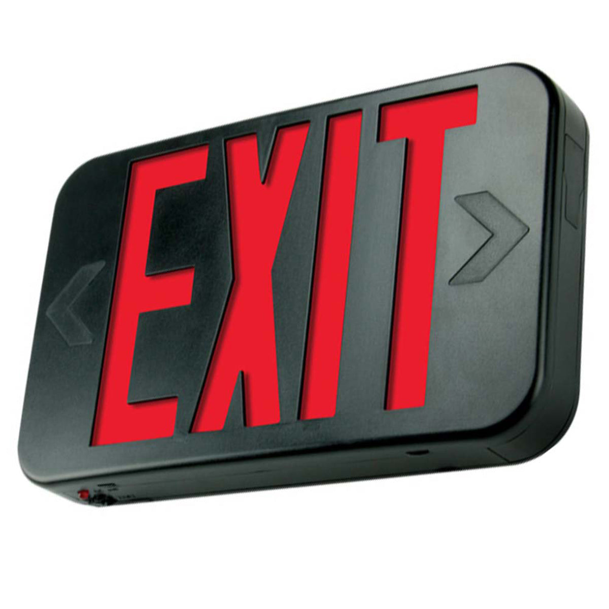 LED Exit Sign, 2 Single Face with Red/Green Letters, Black, Battery Included - Bees Lighting