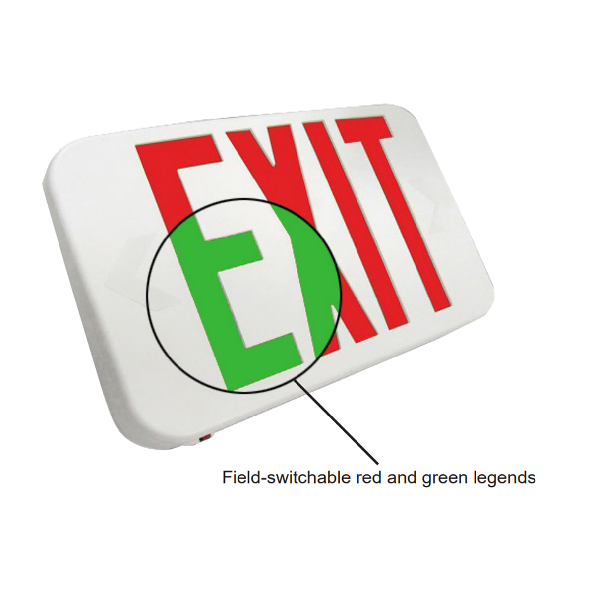 LED Exit Sign, 2 Single Face with Red/Green Letters, Black, Battery Included - Bees Lighting